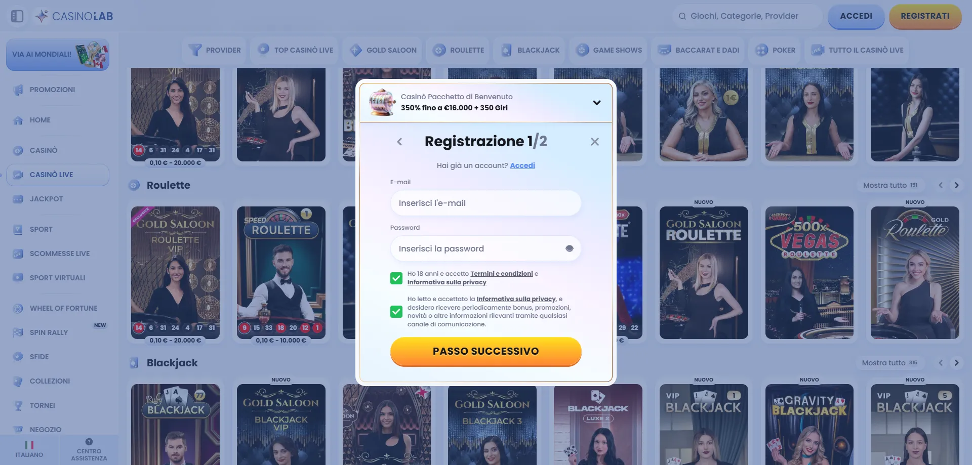Come registrarsi su Casinolab Casino Italia in pochi minuti